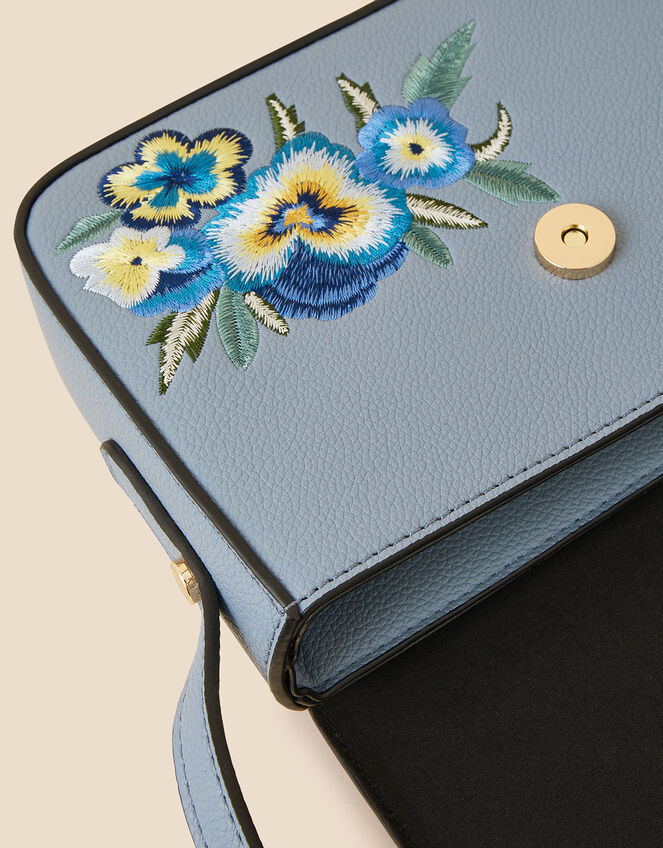 Floral Embroidered Cross-Body Bag, , large
