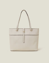 Large Faux Leather Tote Bag, Cream (CREAM), large
