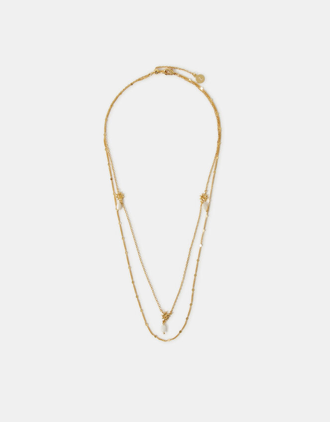 14ct Gold-Plated Sun Pearl Layered Necklace, , large