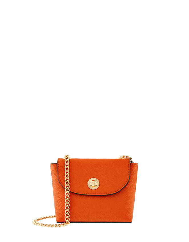 Mini Cross-Body Bag with Chain Strap, Orange (ORANGE), large