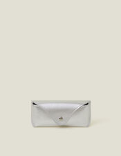 Faux Leather Sunglasses Case, Silver (SILVER), large