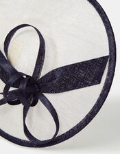 Bow Two Tone Fascinator, Blue (NAVY), large