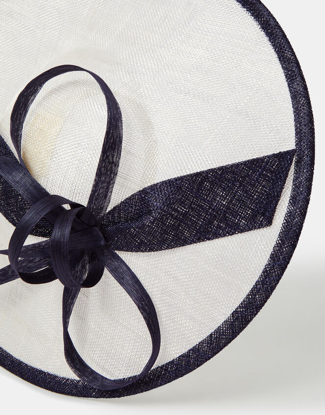 Bow Two Tone Fascinator, Blue (NAVY), large