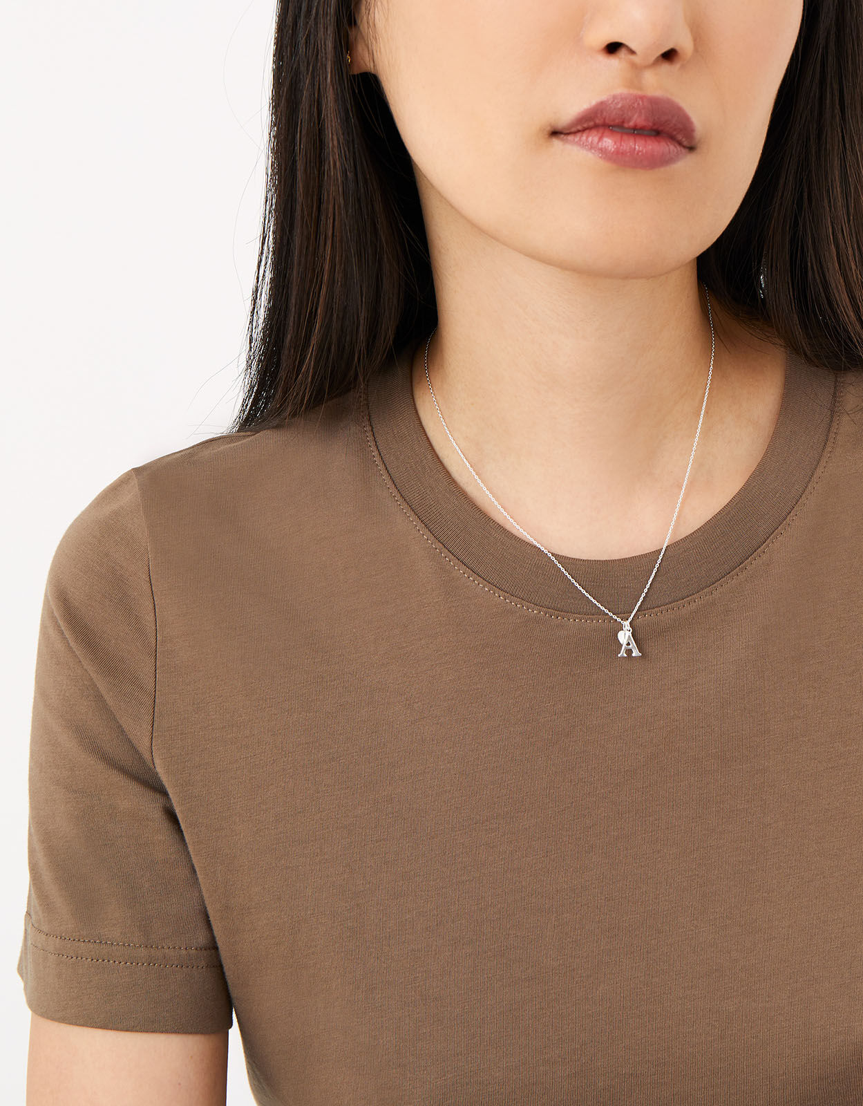 Sterling Silver Heart Initial Necklace A