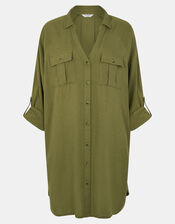 Long Sleeve Beach Cover Up Shirt, Green (KHAKI), large