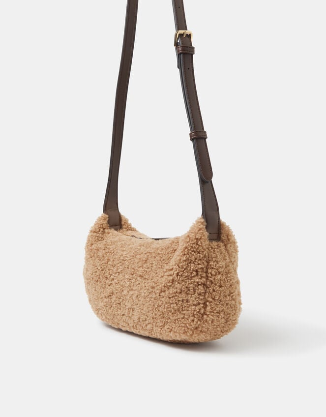 Faux Shearling Crossbody Bag, , large