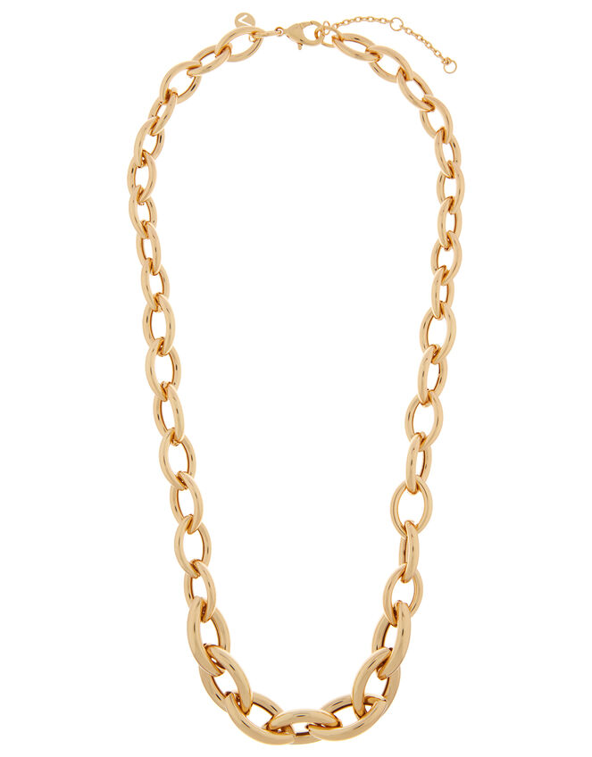 Gold-Plated Chunky Oval Link Chain Necklace, , large