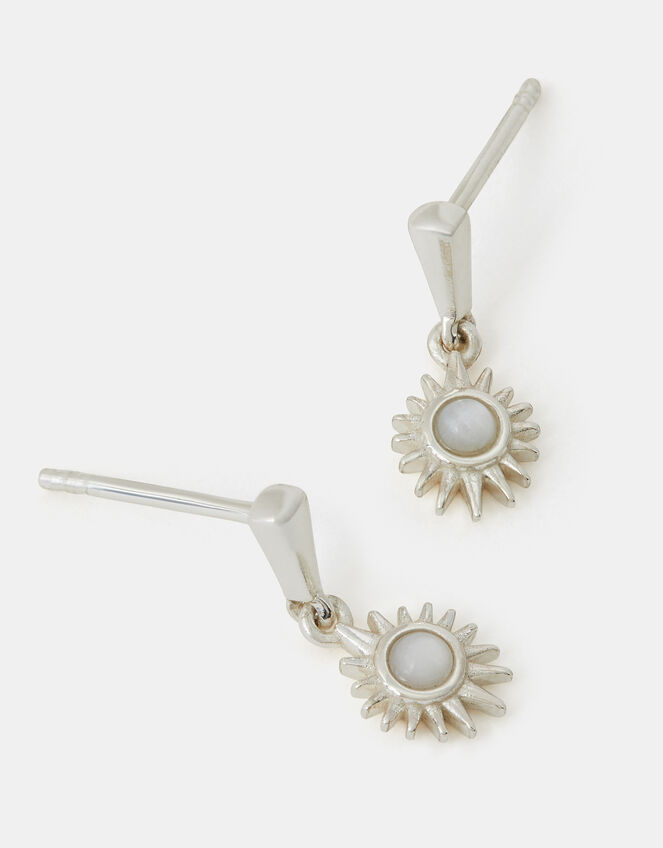 Sterling Silver Sun Drop Stud Earrings, , large