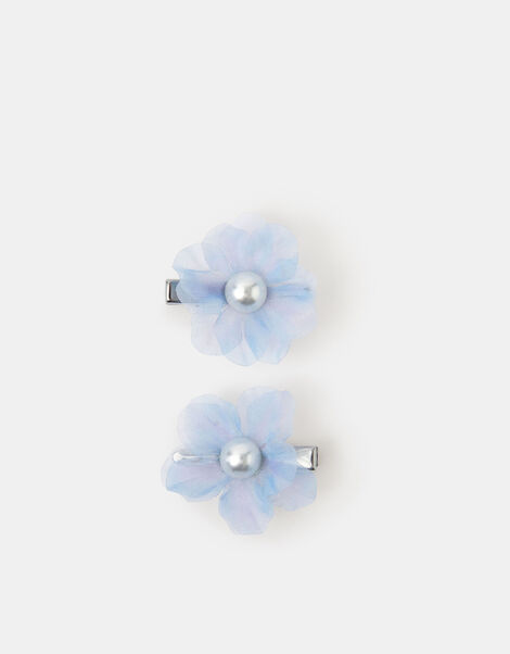 2-Pack Girls Pearl Flower Hair Clips, , large