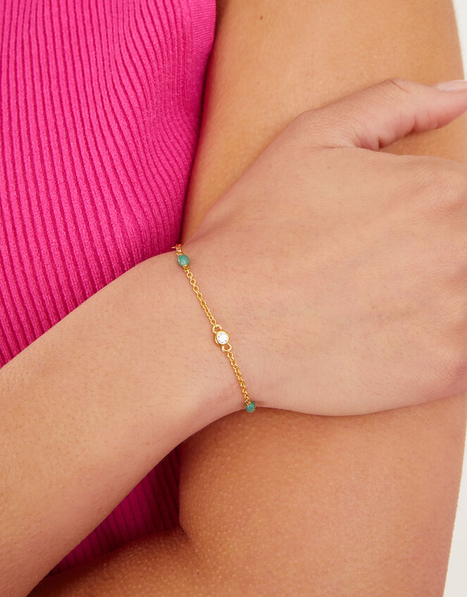 14ct Gold-Plated Aventurine Bracelet, , large