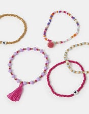 5-Pack Beaded Charm Bracelets, , large