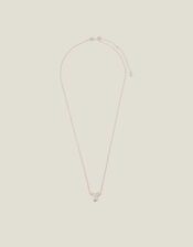 Sterling Silver-Plated Diamante Flower Necklace, , large