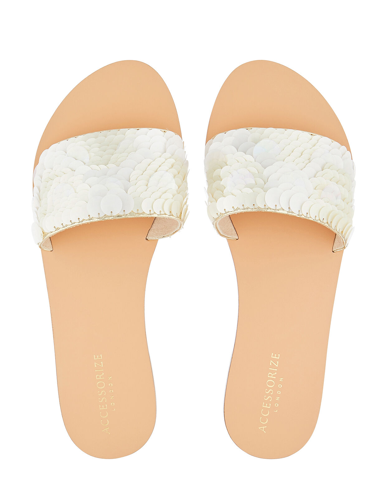 Atlanta Sequin Sliders Cream Sandals Flip Flops Accessorize UK