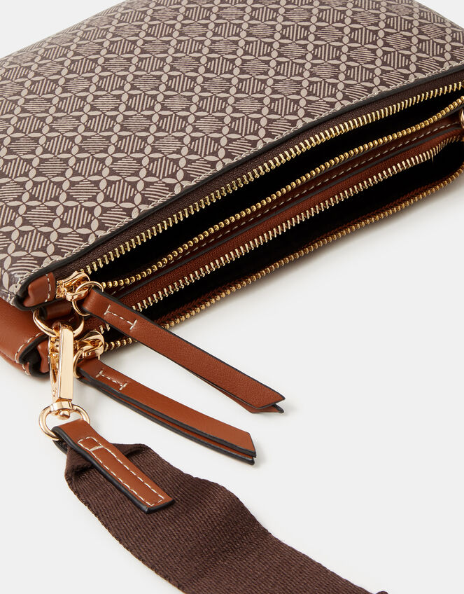 Geometric Print Crossbody Bag, , large