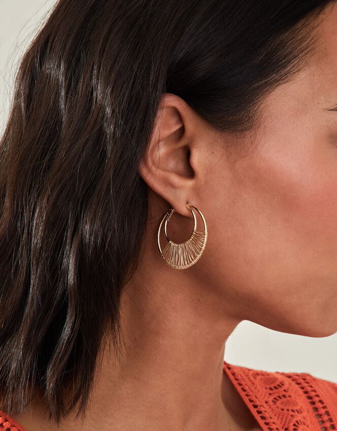 Double Wrapped Hoop Earrings, , large