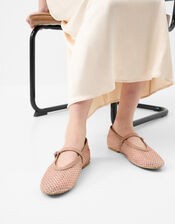 Rhinestone Mesh Mary Jane Ballet Flats, Pink (PINK), large