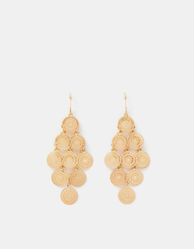 Filigree Disc Drop Earrings, , large
