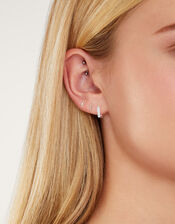 Sterling Silver-Plated Lightning Bolt Earrings Set of Three, , large