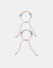 2-Pack Girls Beaded Cord Friendship Bracelets, , large