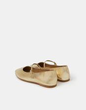 Metallic Strap Ballet Flats, Gold (GOLD), large