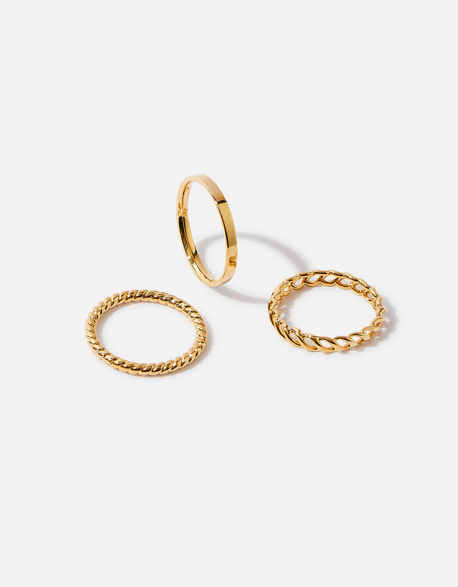 14ct Gold-Plated Band Stacking Rings Set of Three, Gold (GOLD), large