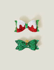 Christmas Glitter Novelty Hair Clips Set of Two, , large