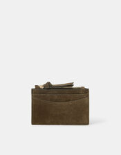 Suede Card Holder, Green (KHAKI), large