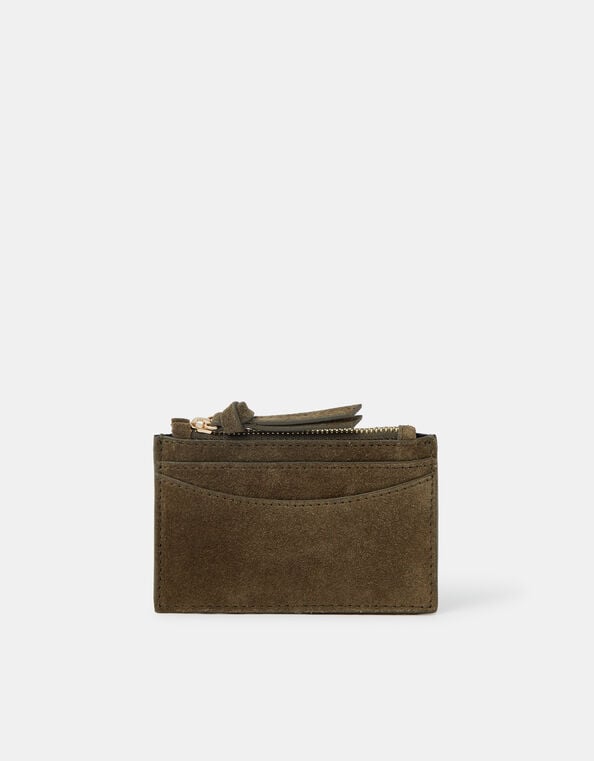 Suede Card Holder, Green (KHAKI), large
