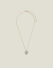 Sterling Silver-Plated Filigree Heart Pendant Necklace, , large