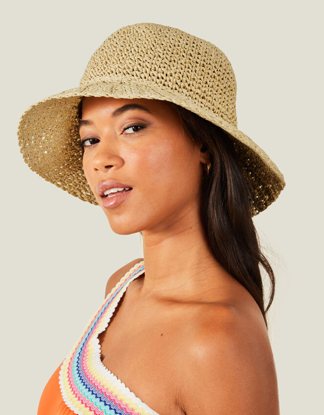 Loose Weave Bucket Hat, Natural (NATURAL), large