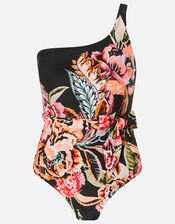 Oriental Print One-Shoulder Swimsuit, Multi (DARKS-MULTI), large