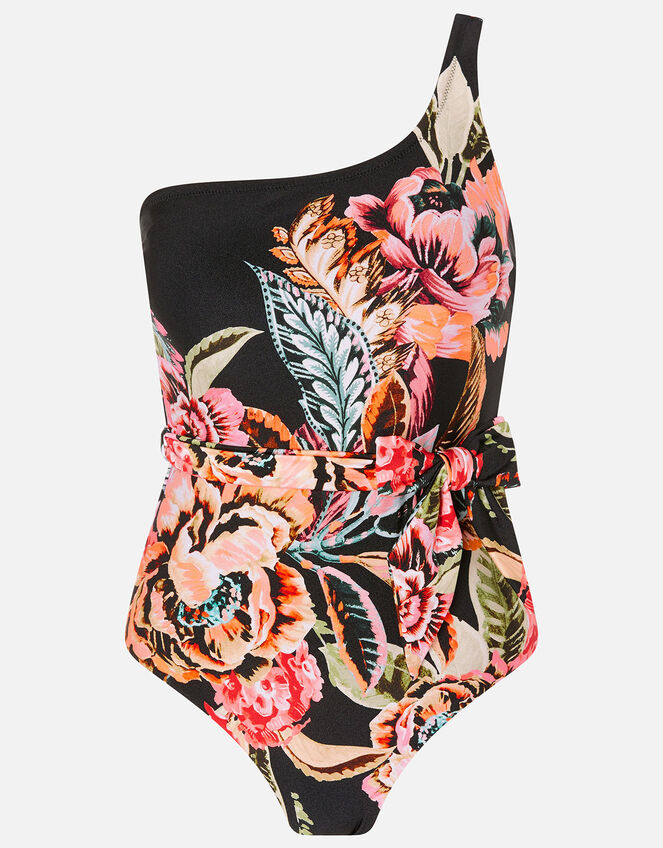 Oriental Print One-Shoulder Swimsuit, Multi (DARKS-MULTI), large