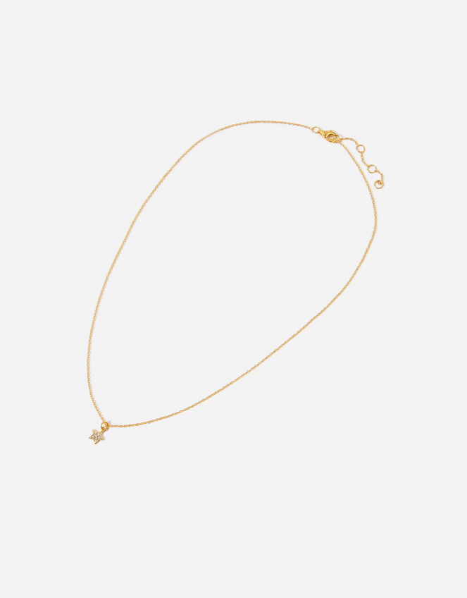 Gold Vermeil White Topaz Star Pendant Necklace, , large