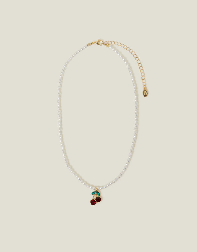 Pearl Cherry Gem Necklace, , large