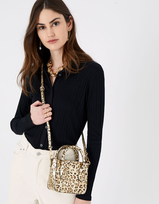 Mindy Leopard Handheld Bag, , large