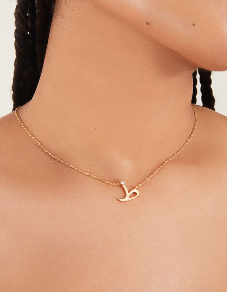14ct Gold-Plated Arabic Initial Pendant Necklace - T (Taa), , large
