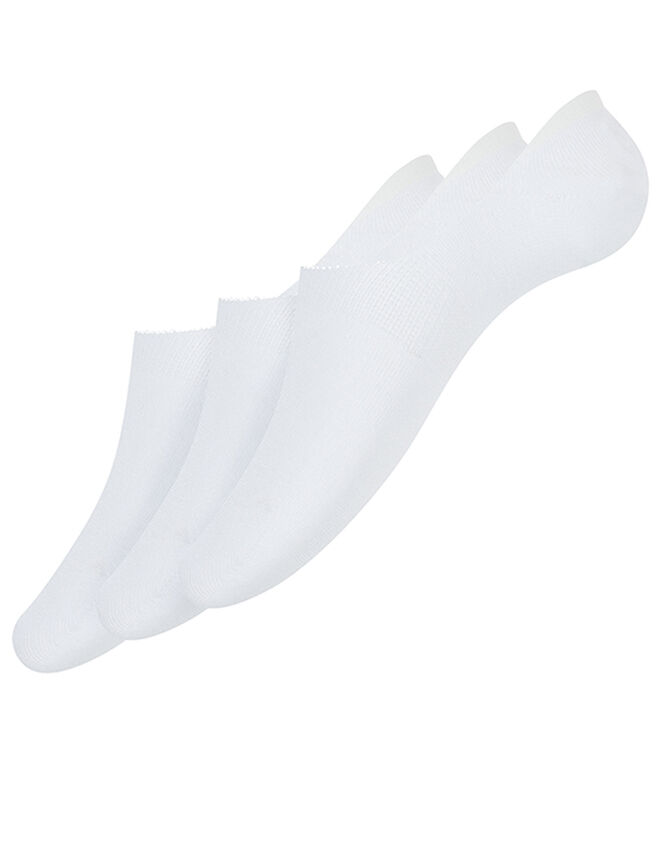 3pk Basic Bamboo Footsie Socks, White (WHITE), large