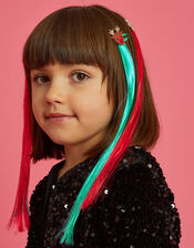 4-Pack Girls Christmas Fake Hair Clips, , large