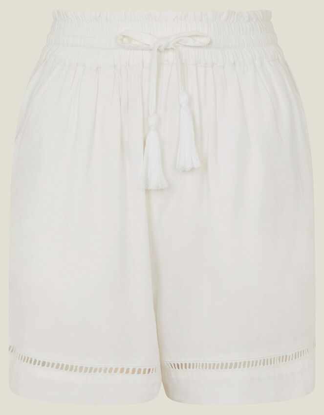 Linen Blend Shorts, White (WHITE), large