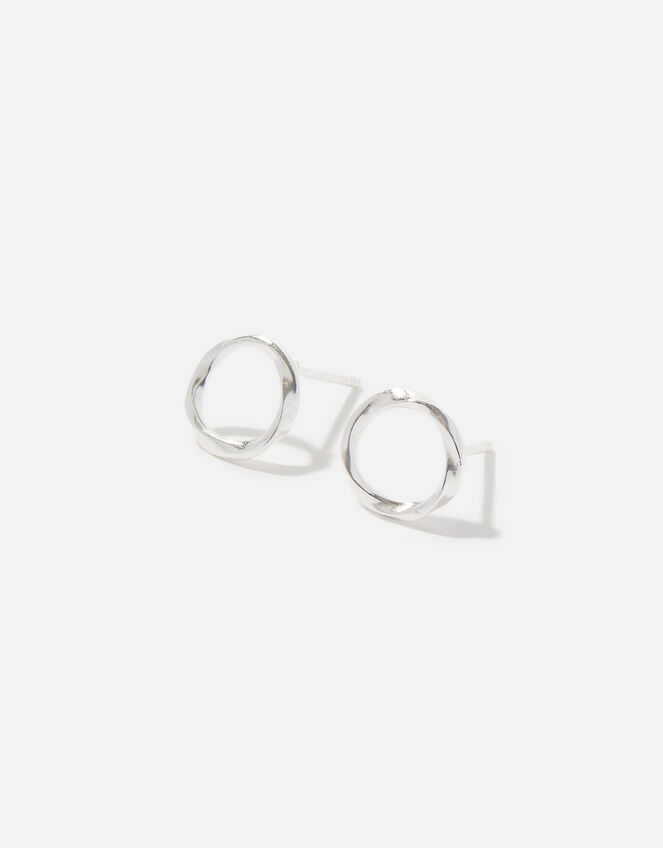 Sterling Silver Textured Circle Studs, , large