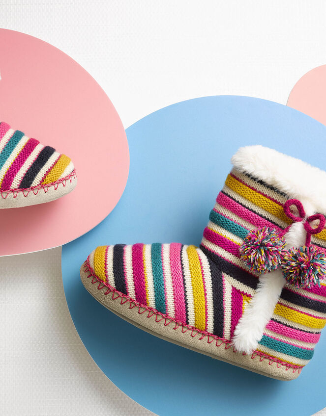 Stripe Knit Slipper Boots, Multi (BRIGHTS-MULTI), large