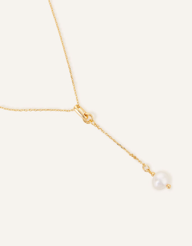 14ct Gold-Plated Pearl Y-Chain Necklace, , large