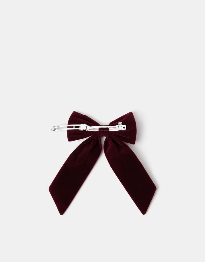 Velvet Bow Barrette Hair Clip, , large