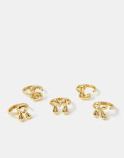 14ct Gold-Plated Bubble Initial Ring, Gold (GOLD), large