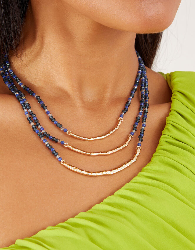 Layered Metal Bar Necklace, , large
