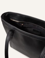 Artisanal Strap Detail Tote Bag, Black (BLACK), large