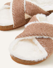 Cross-Over Suede Sandals, Tan (TAN), large
