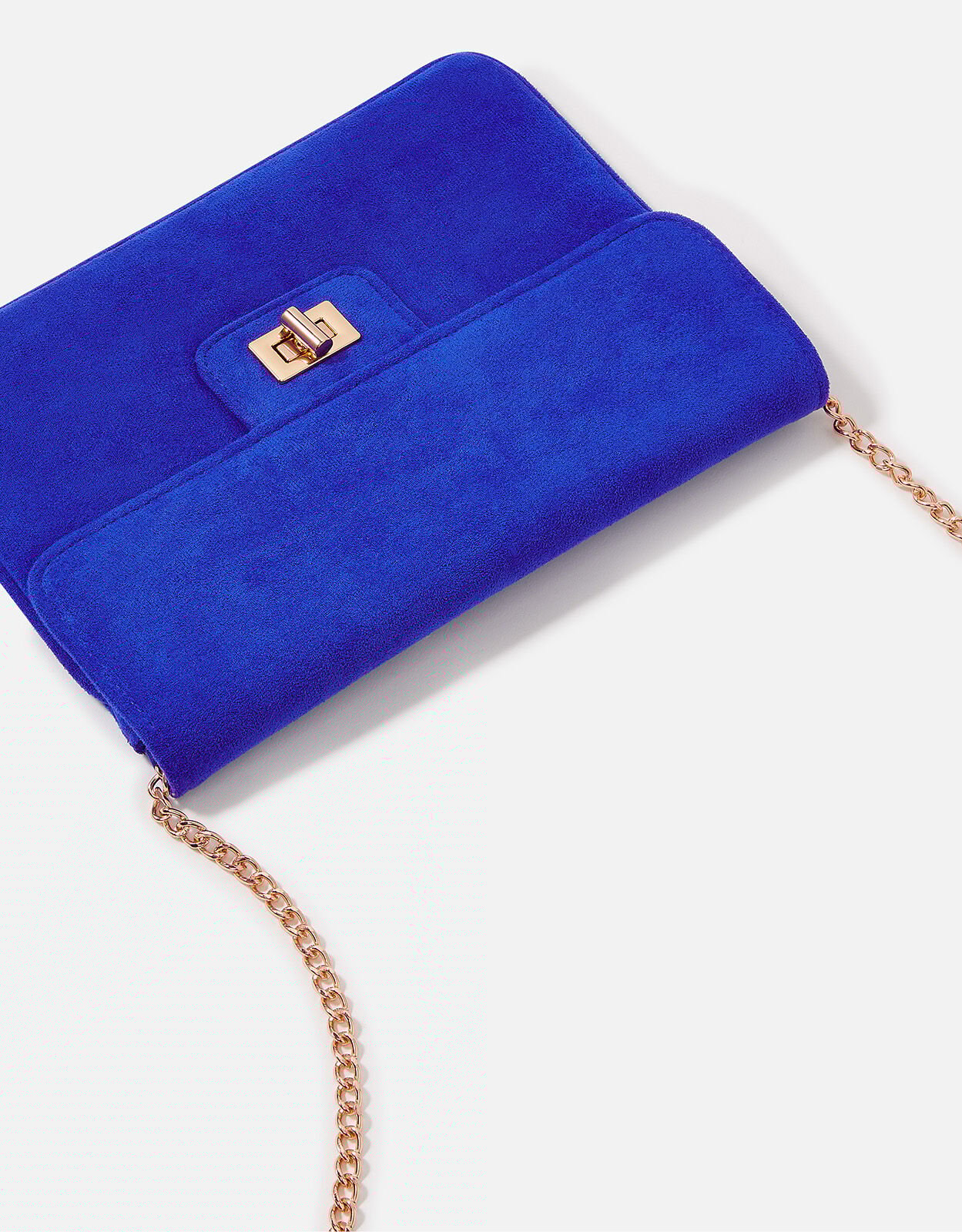Suedette Flat Fold Clutch Bag Blue
