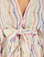 Stripe Tie Front Shirt, Multi (MULTI), large