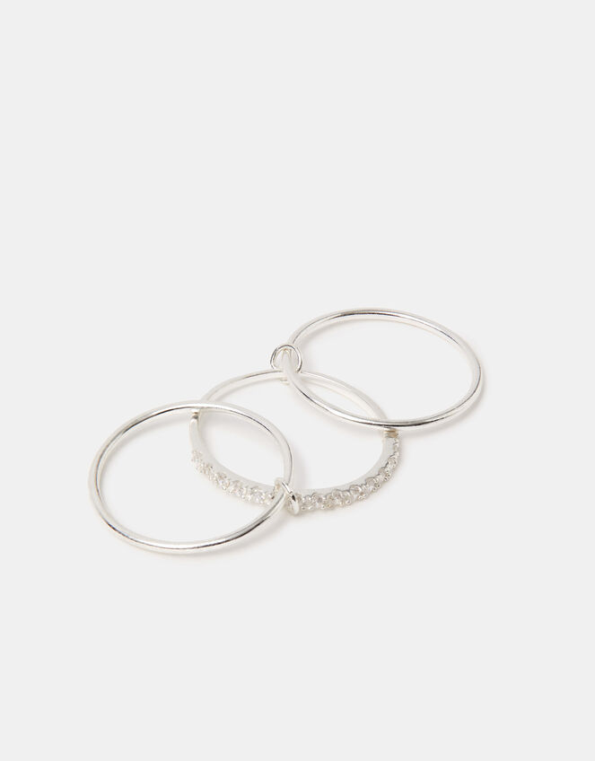 Sterling Silver Triple Band Ring, Silver (ST SILVER), large